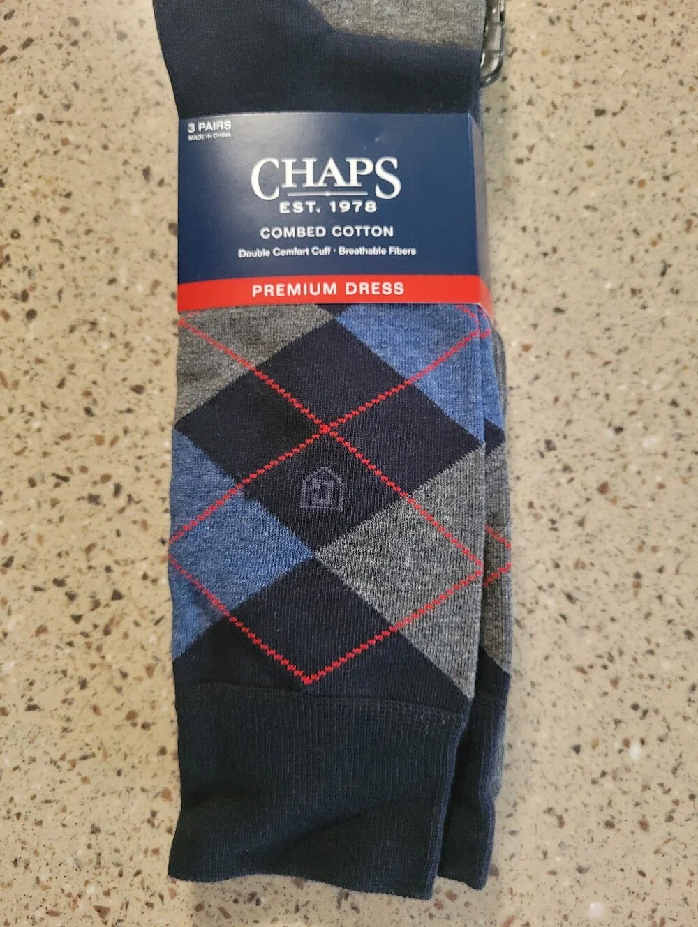 3-Pair Chaps Mens Combed Cotton Premium Dress Socks Double Comfort Cuff OSFM